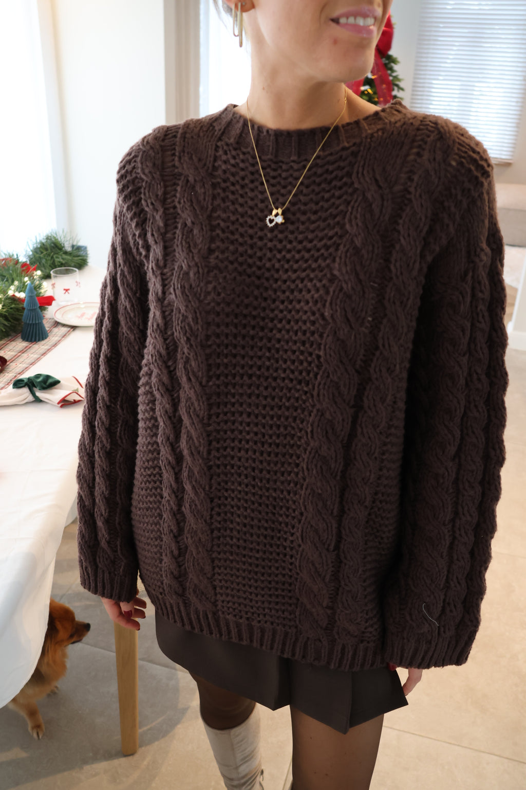 Marcella cable knit brown
