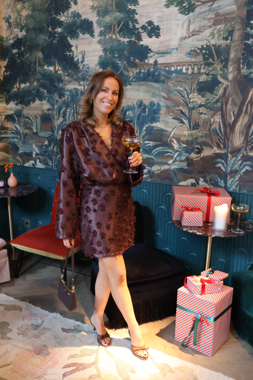 Celeste fluffy brown dress