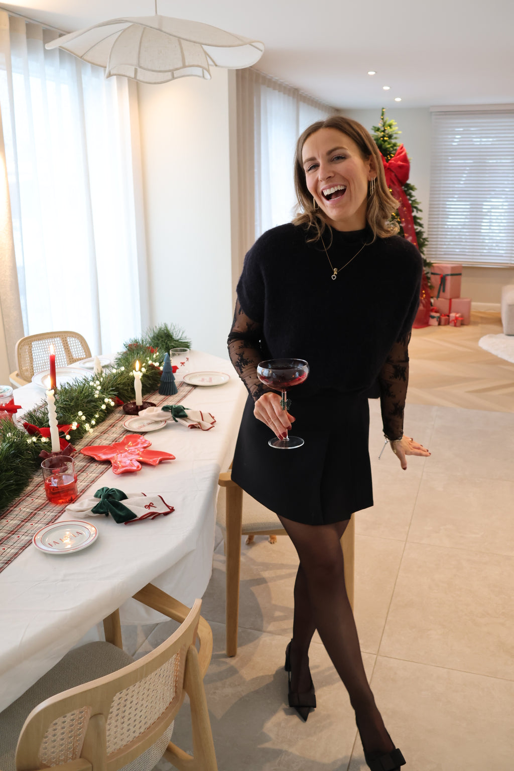 Charlotte lace high neck top black