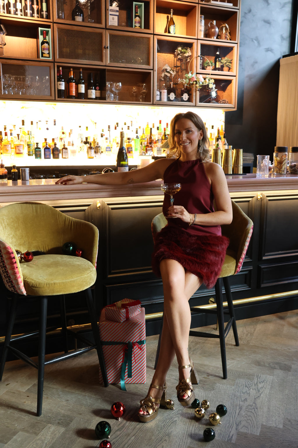 Scarlett fluffy dress burgundy