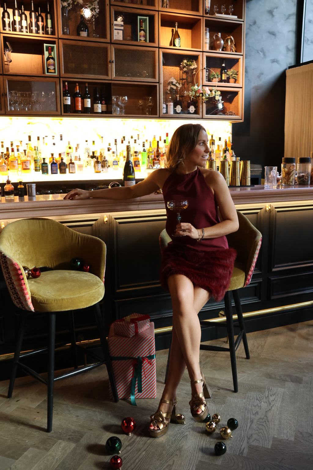 Scarlett fluffy dress burgundy