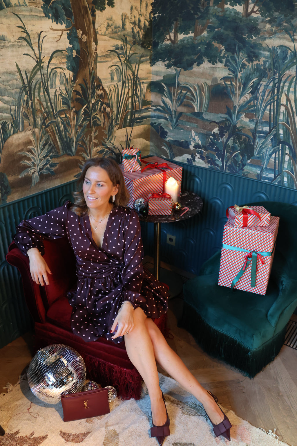 Alina polka dot dress fudge