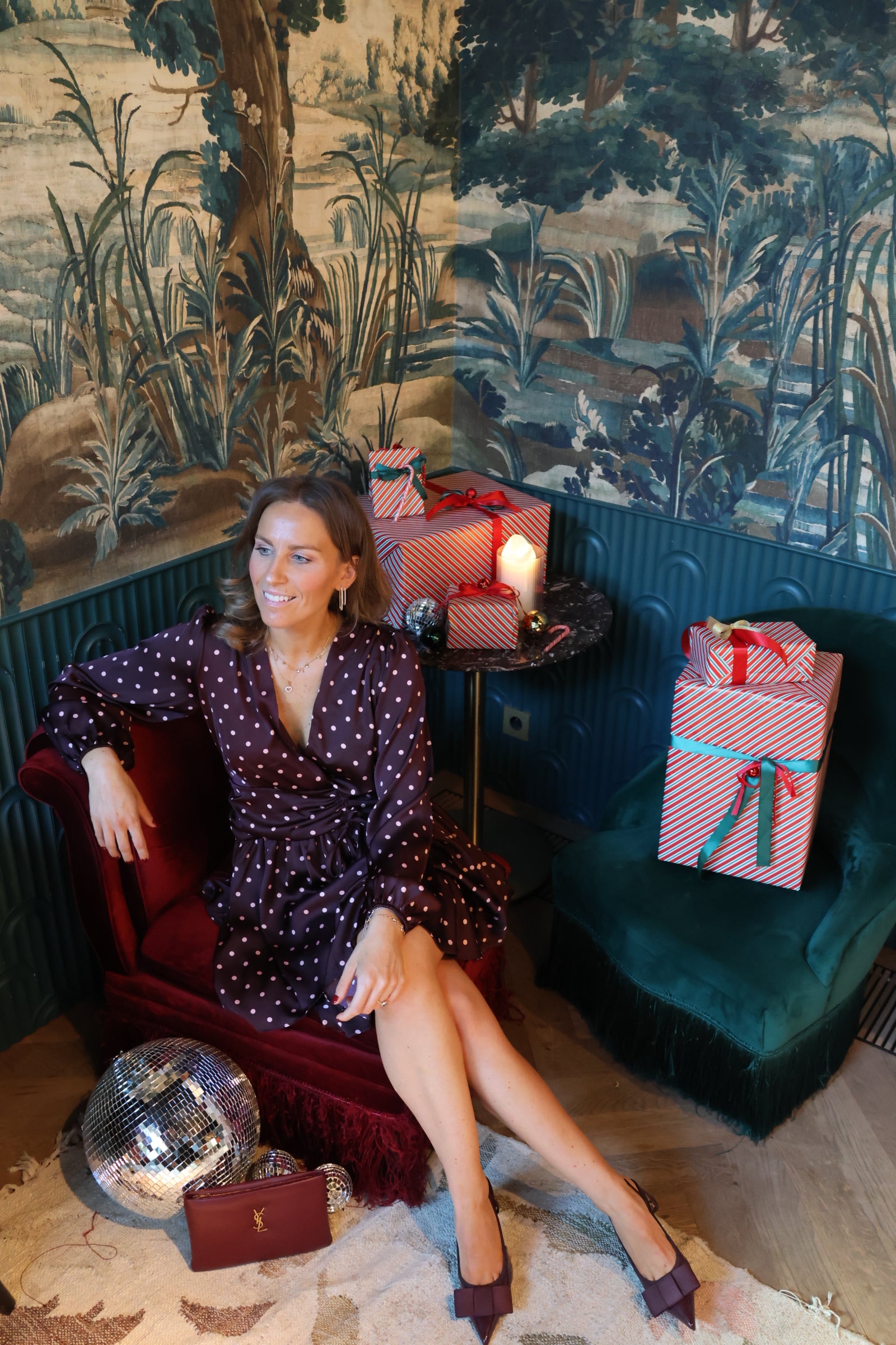 Alina polka dot dress fudge