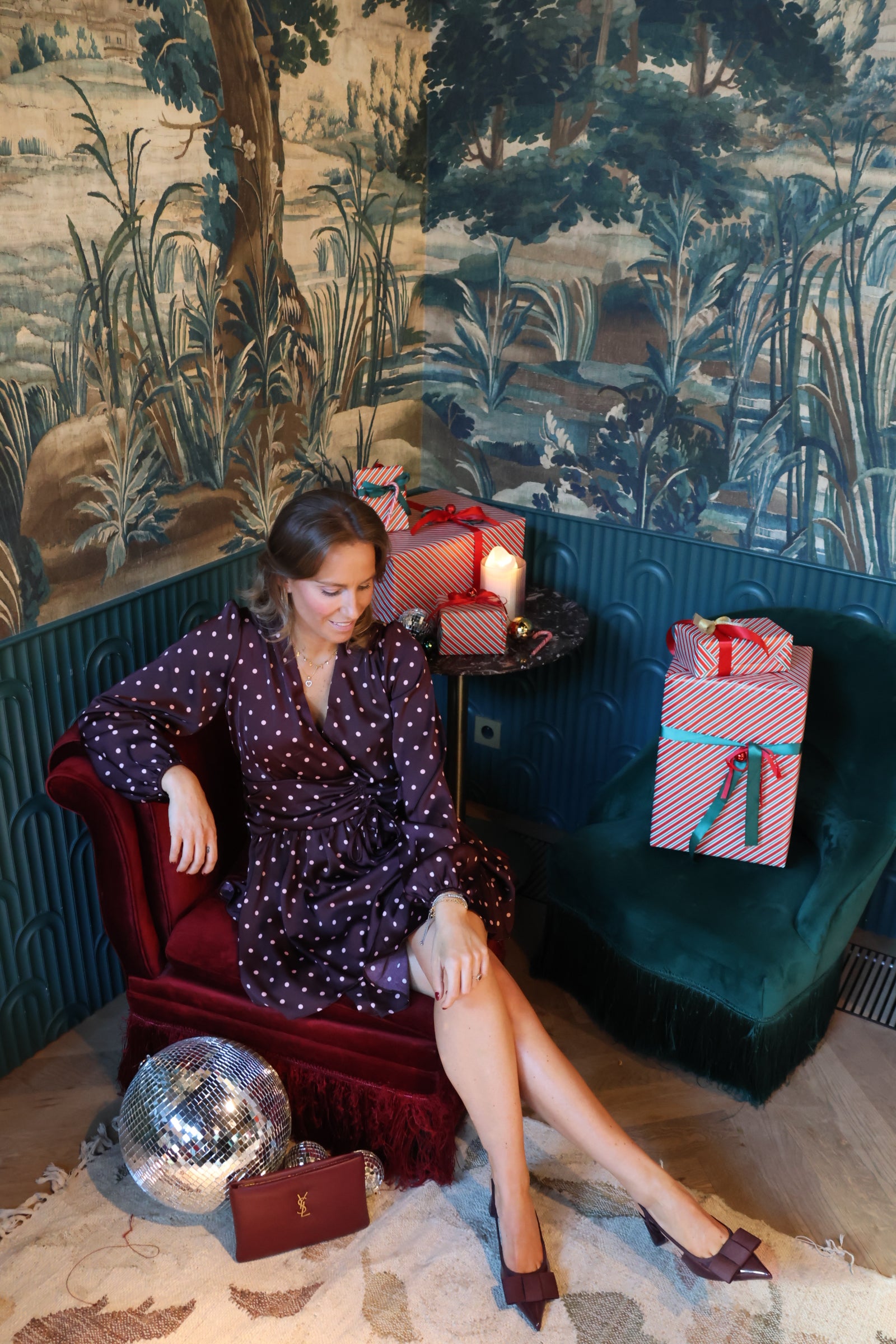 Alina polka dot dress fudge