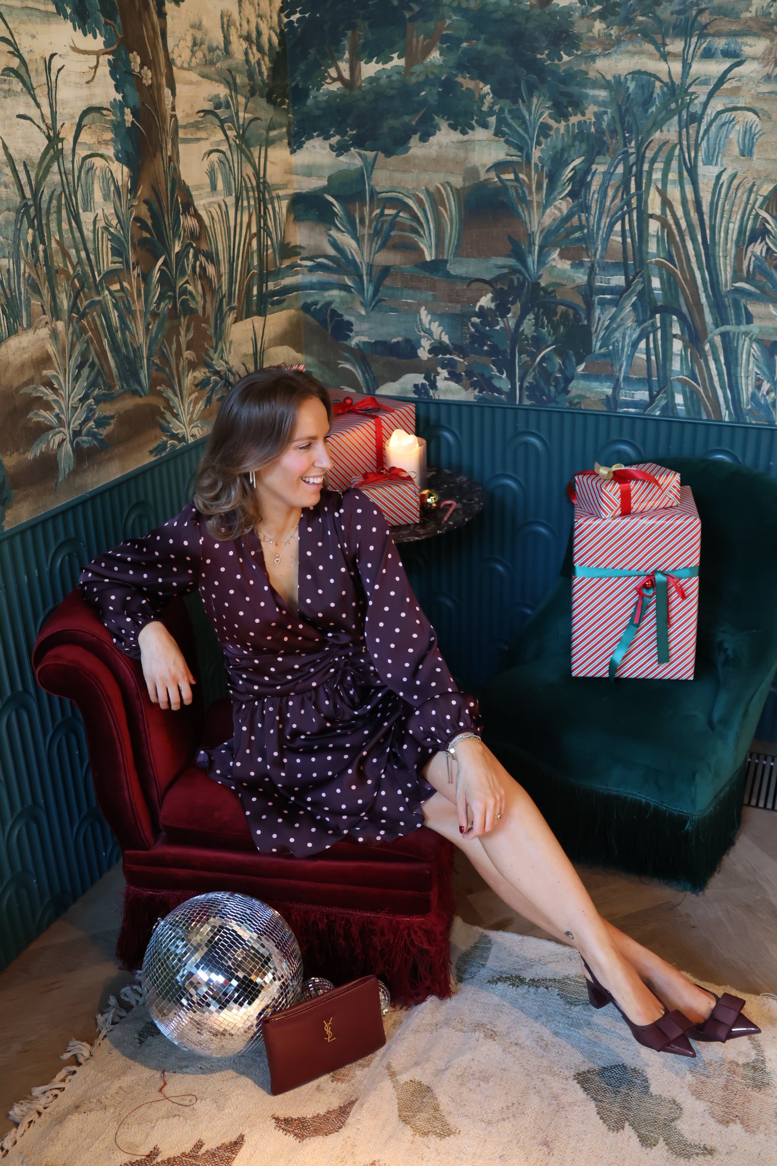 Alina polka dot dress fudge