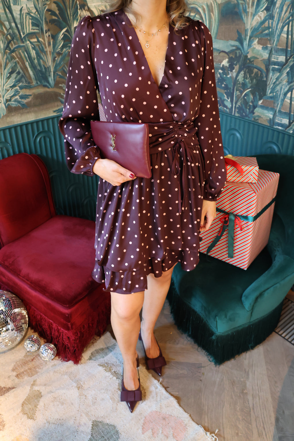 Alina polka dot dress fudge
