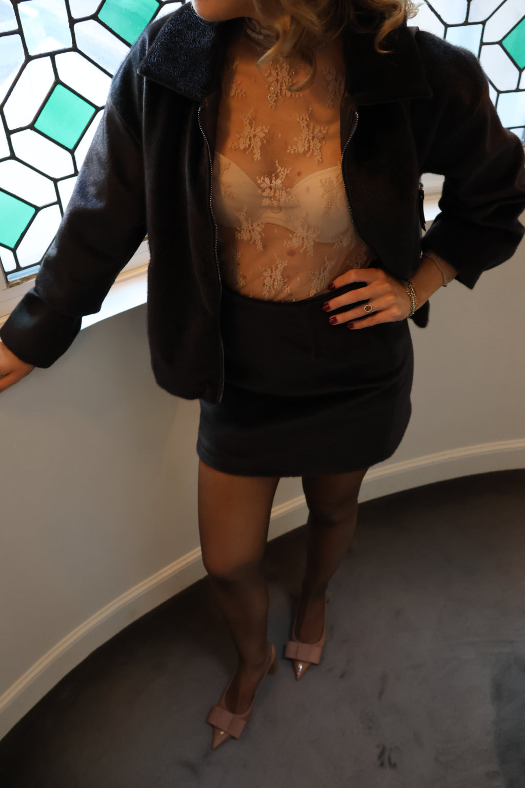 Ruby dark brown faux fur skirt