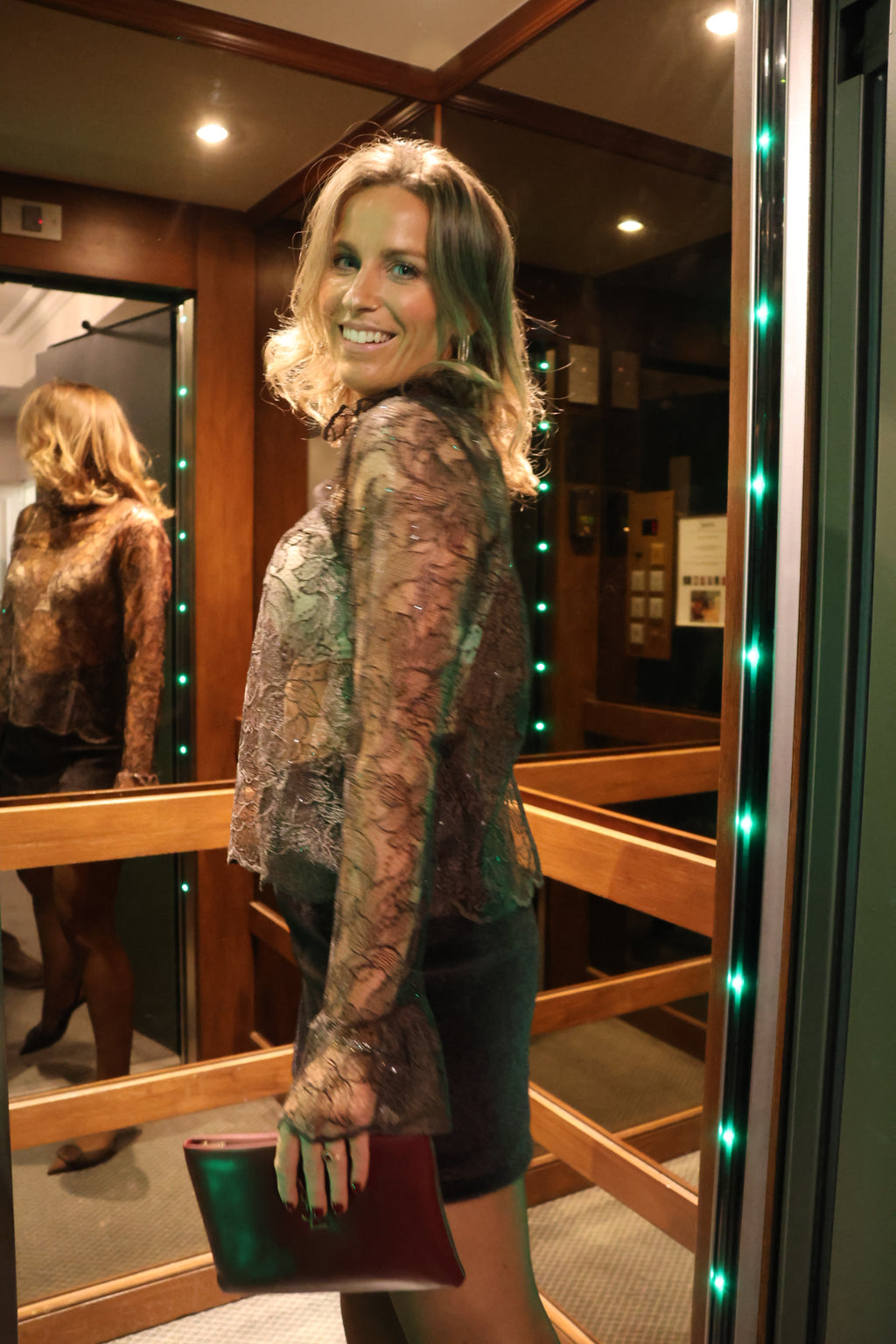 Eve sequin flower top brown