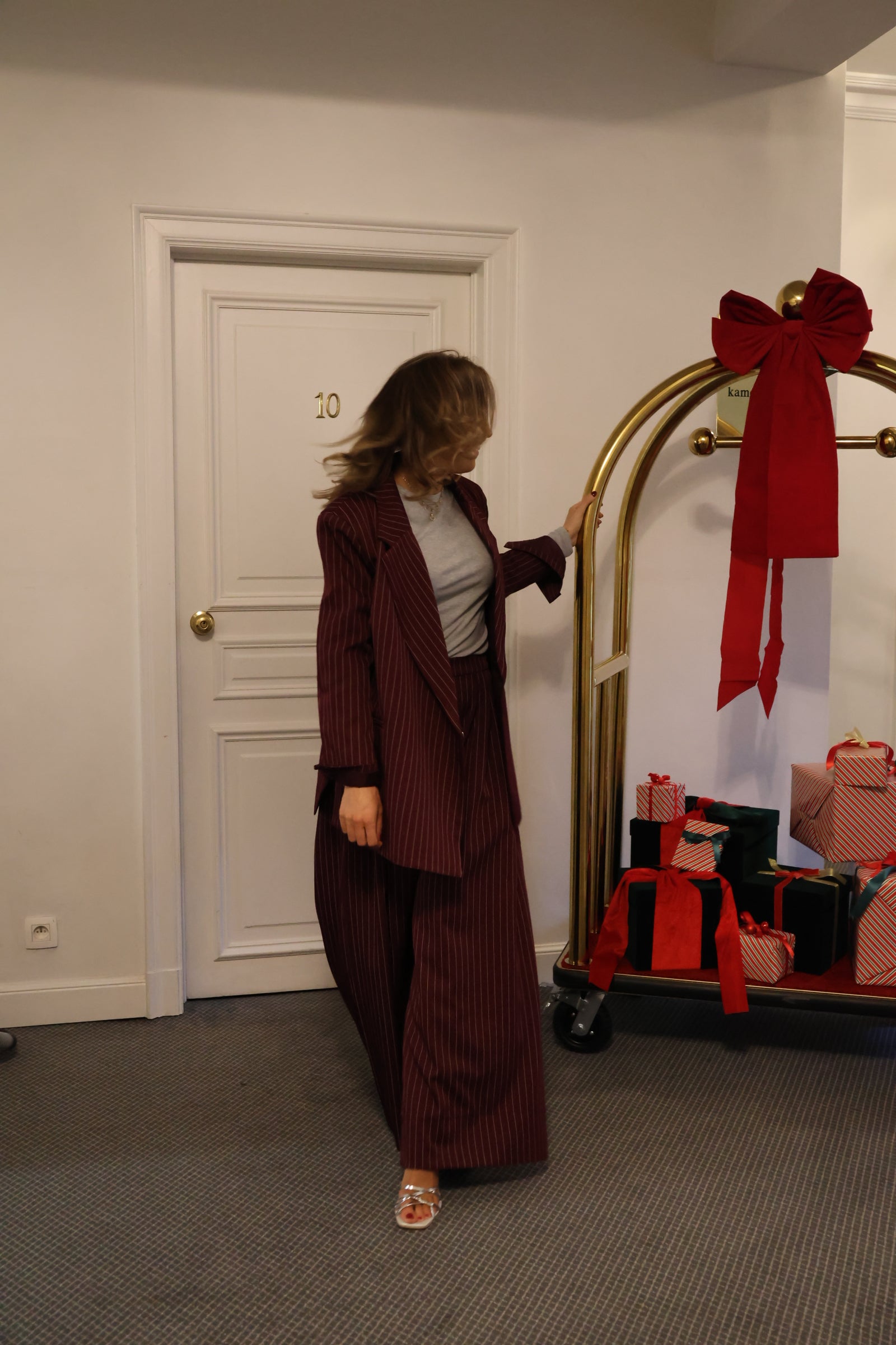 Gloria striped blazer bordeaux