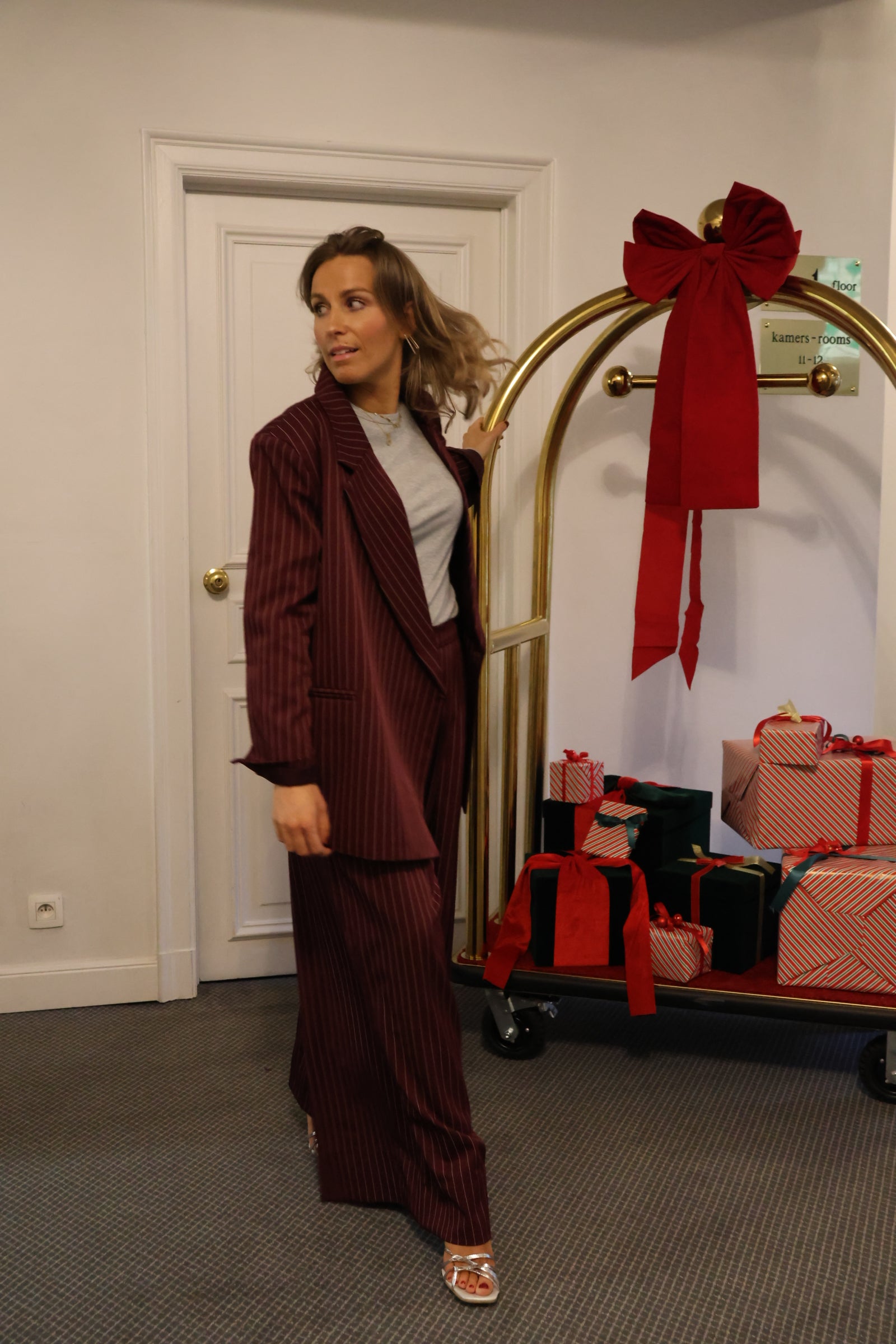 Gloria striped blazer bordeaux