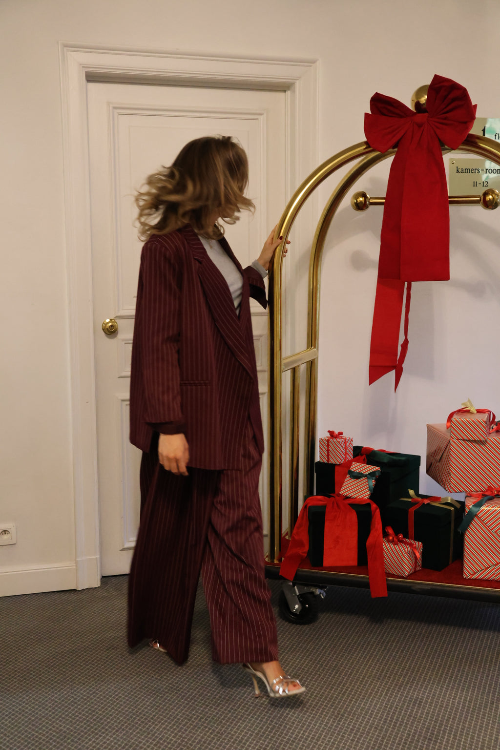 Gloria striped blazer bordeaux