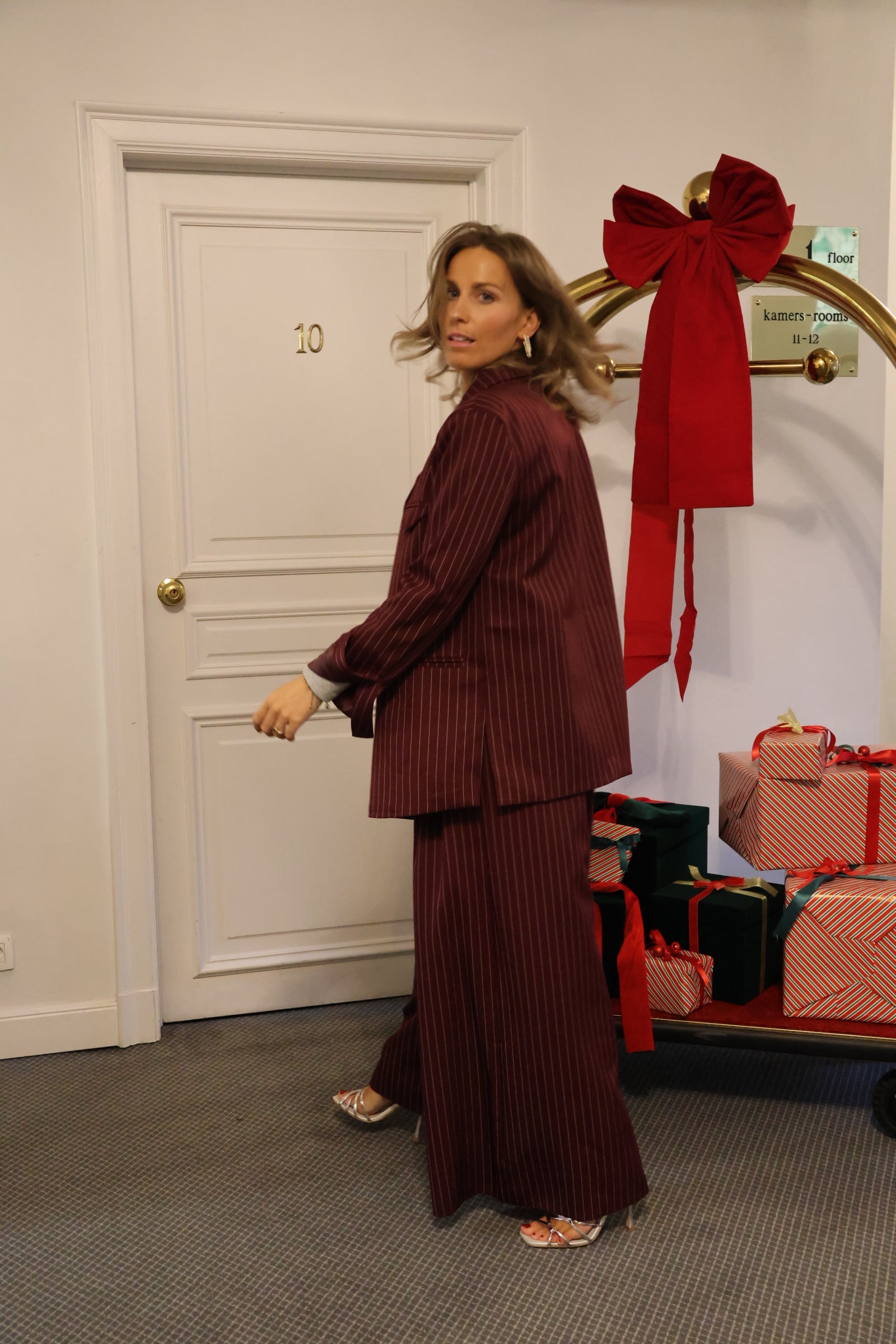 Gloria striped blazer bordeaux