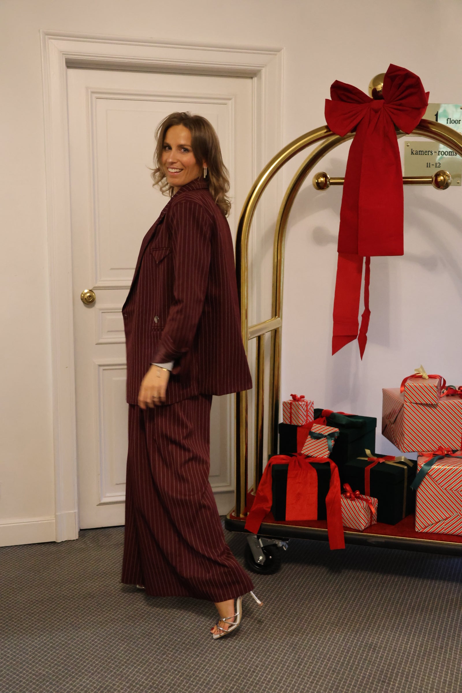 Gloria striped trousers bordeaux