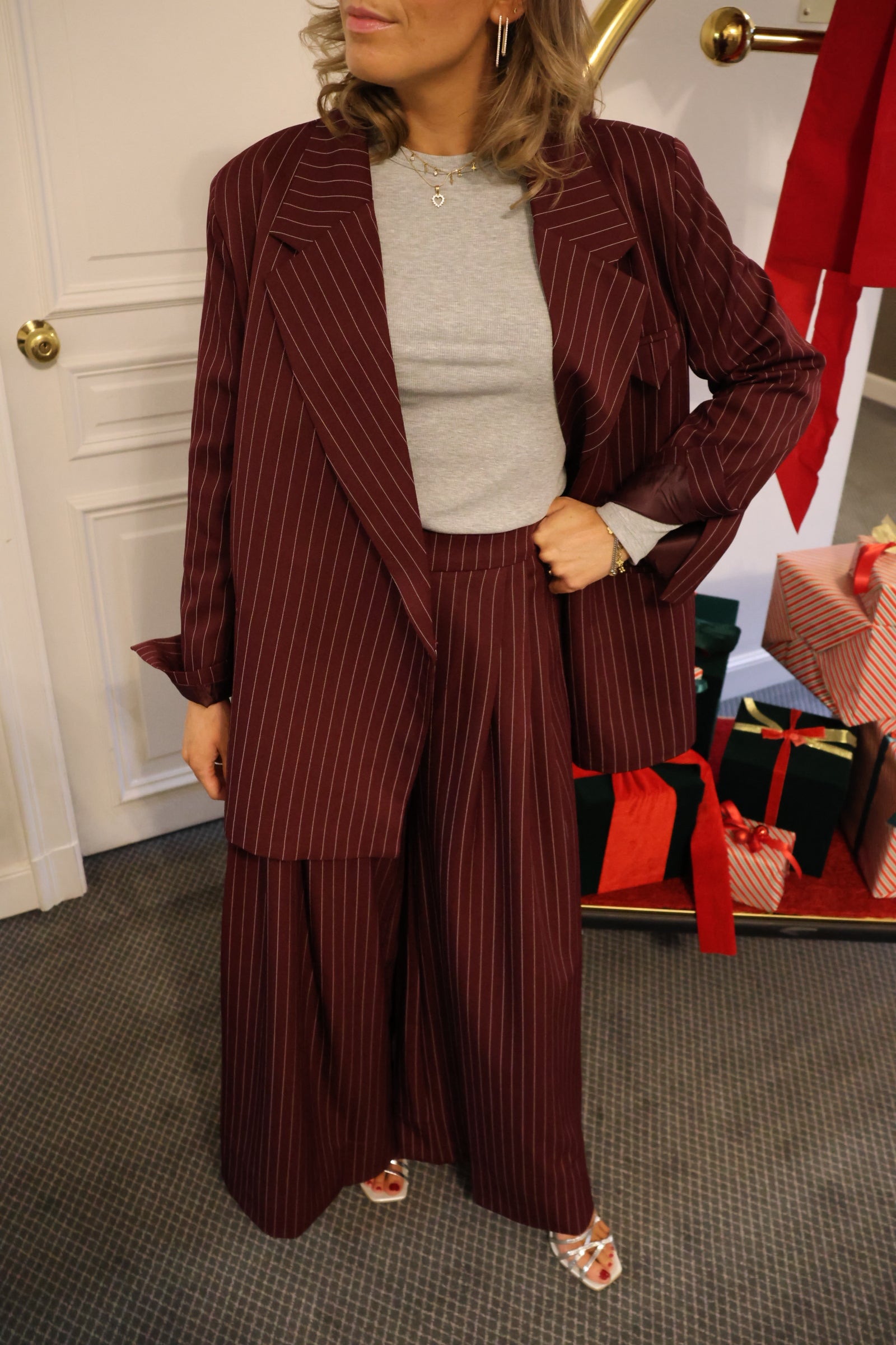 Gloria striped trousers bordeaux