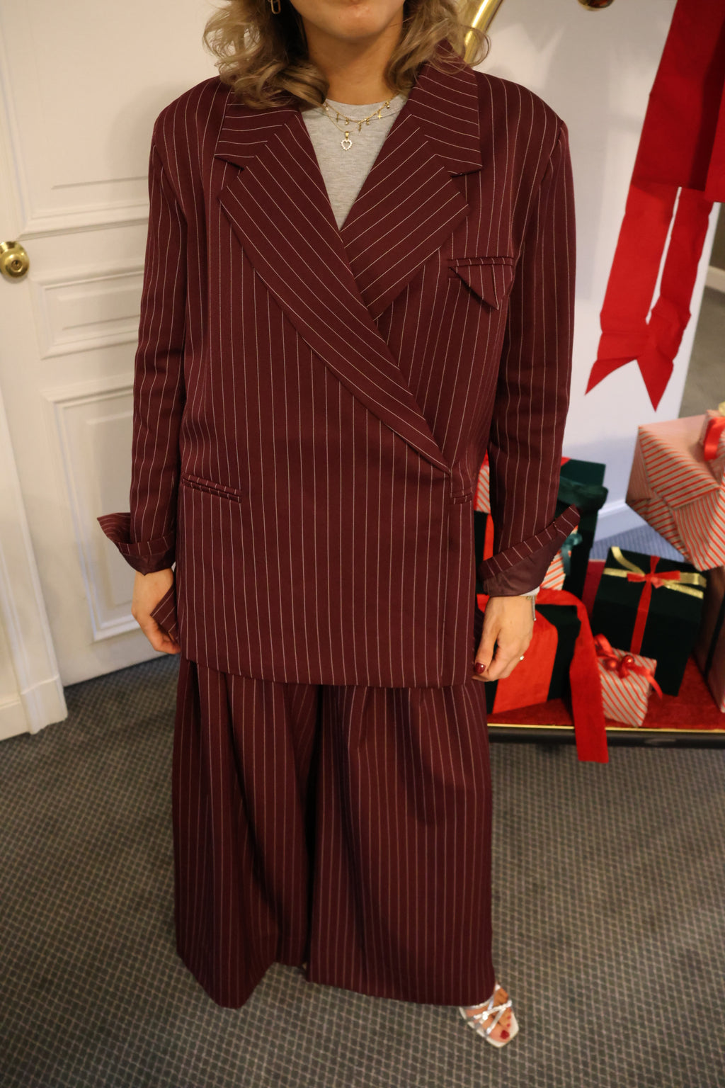 Gloria striped blazer bordeaux