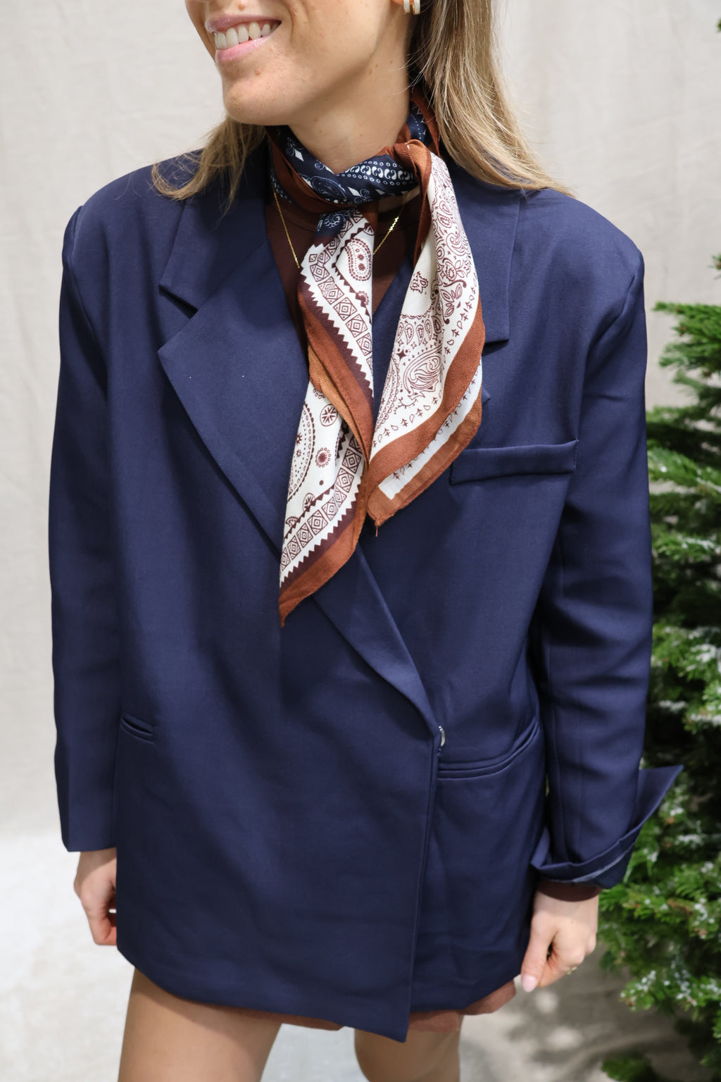 Juline sjaaltje bruin/camel/marine