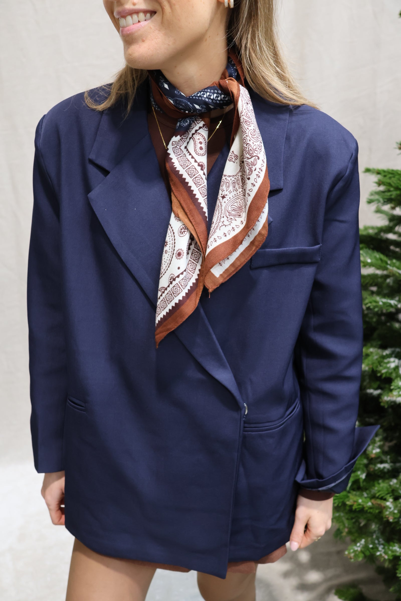 Juline sjaaltje bruin/camel/marine