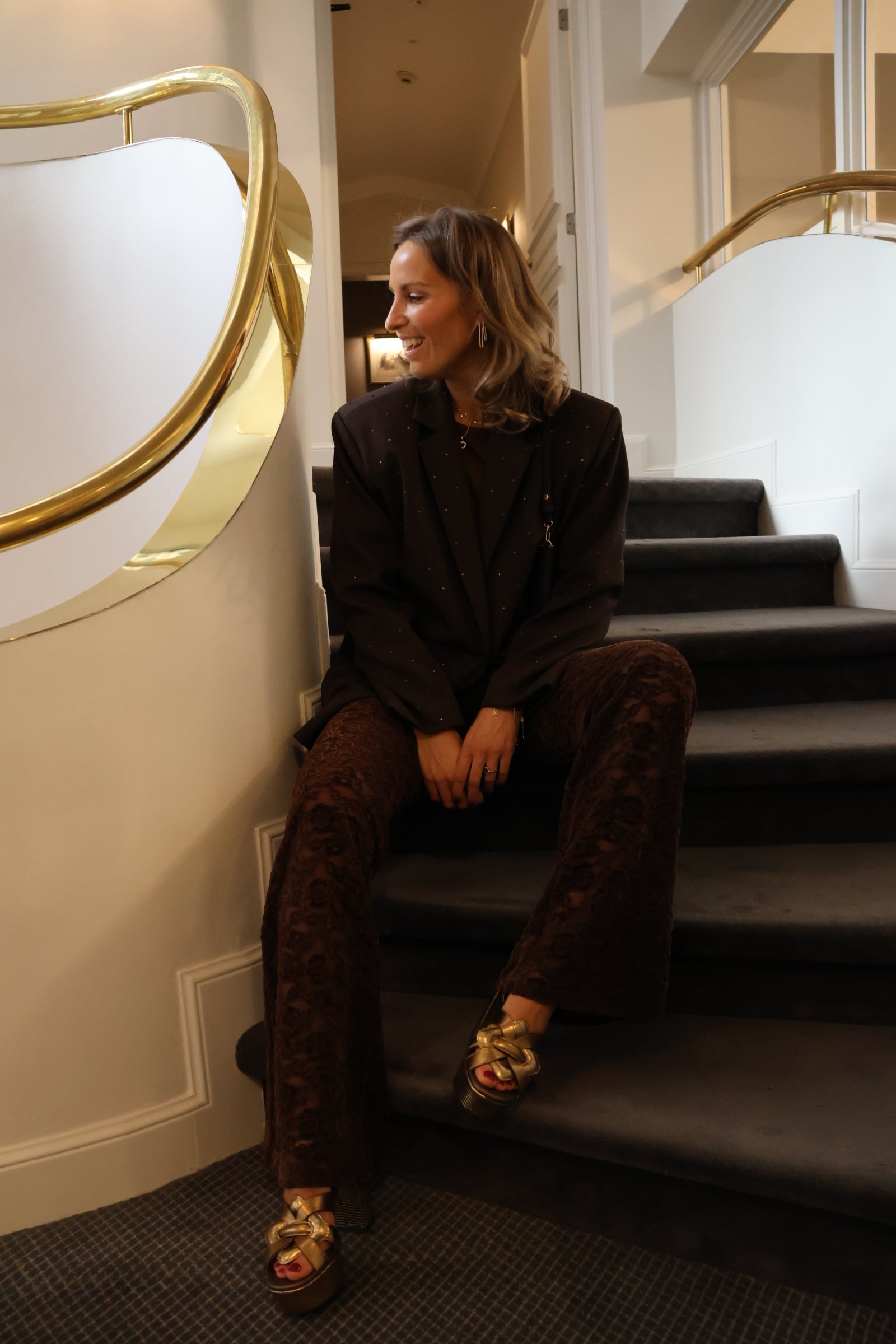 Eloise sparkling blazer brown