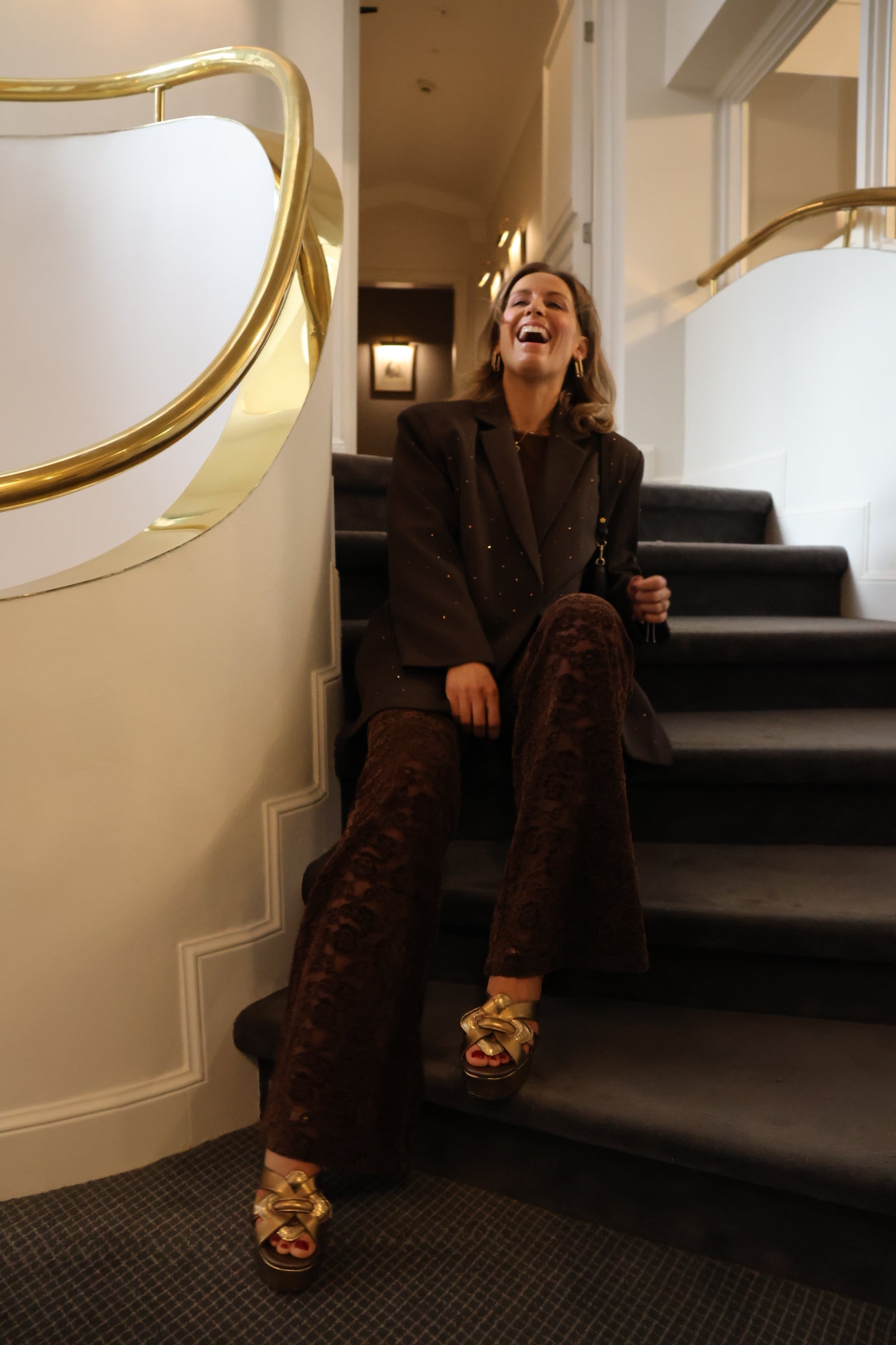 Eloise sparkling blazer brown