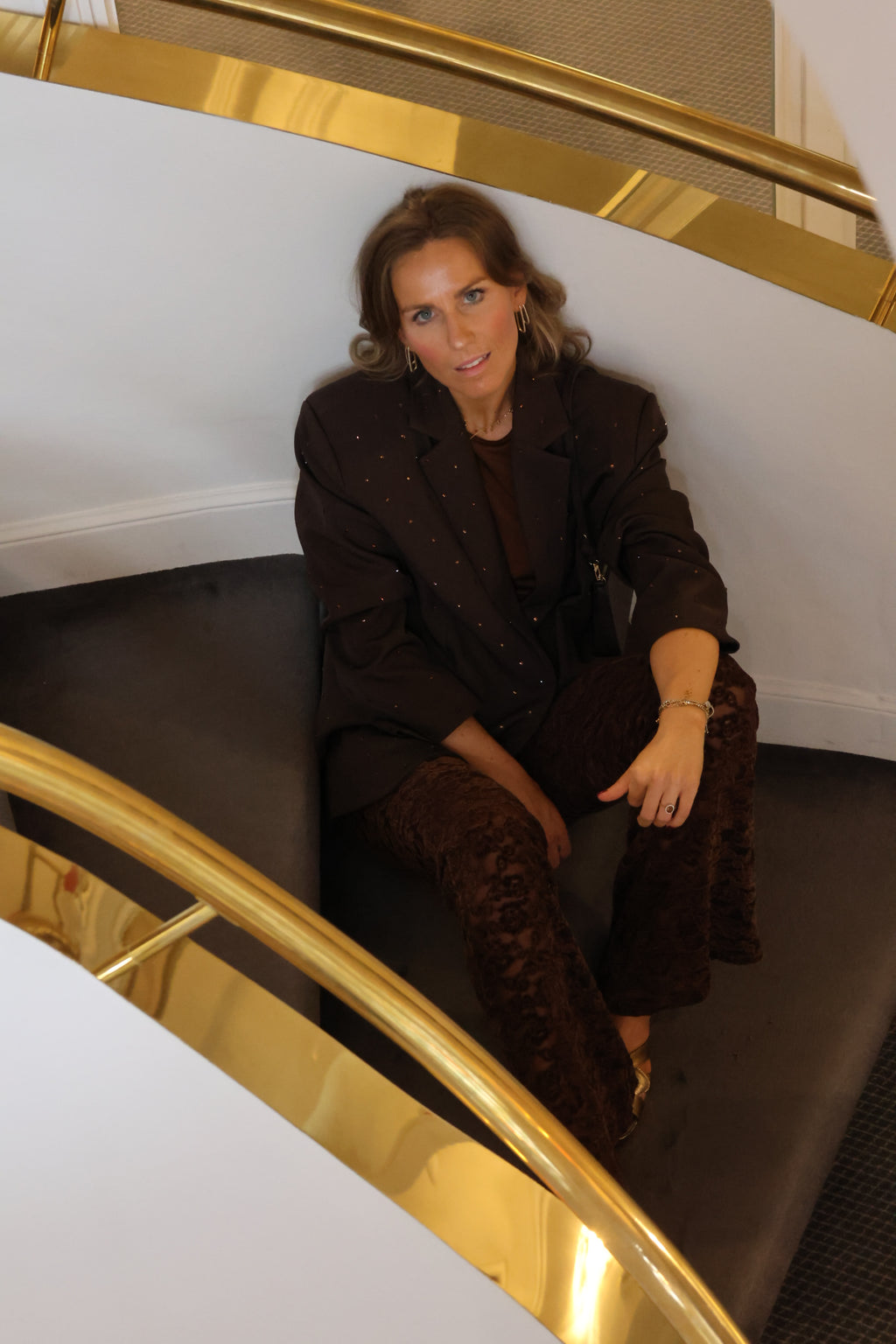 Eloise sparkling blazer brown