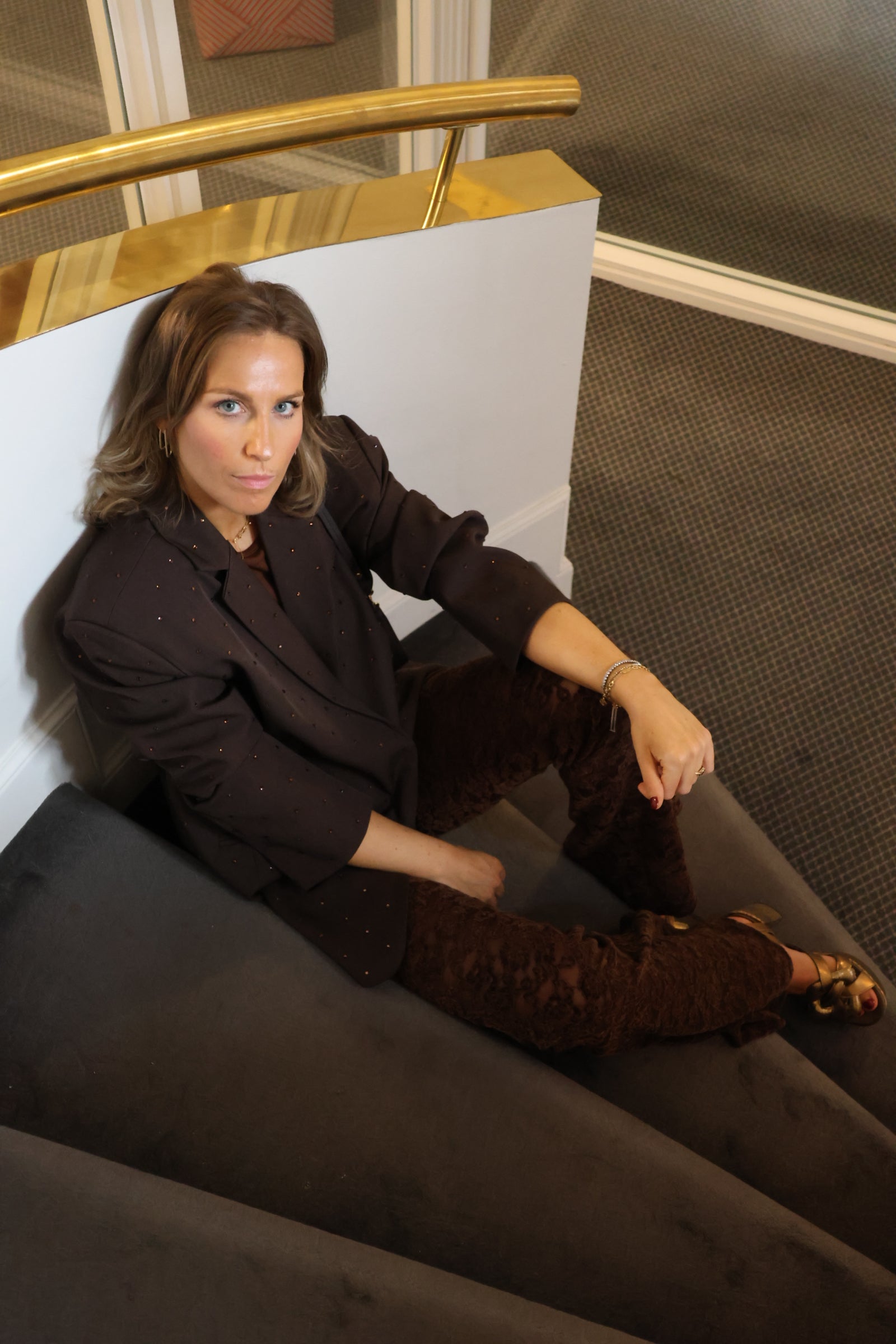 Noelle brown lace trousers