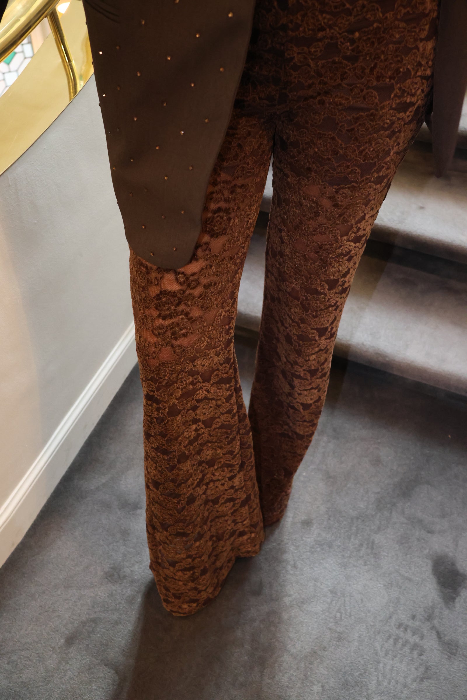 Noelle brown lace trousers