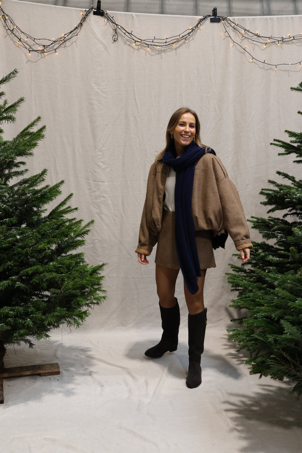 Mara checked jacket camel