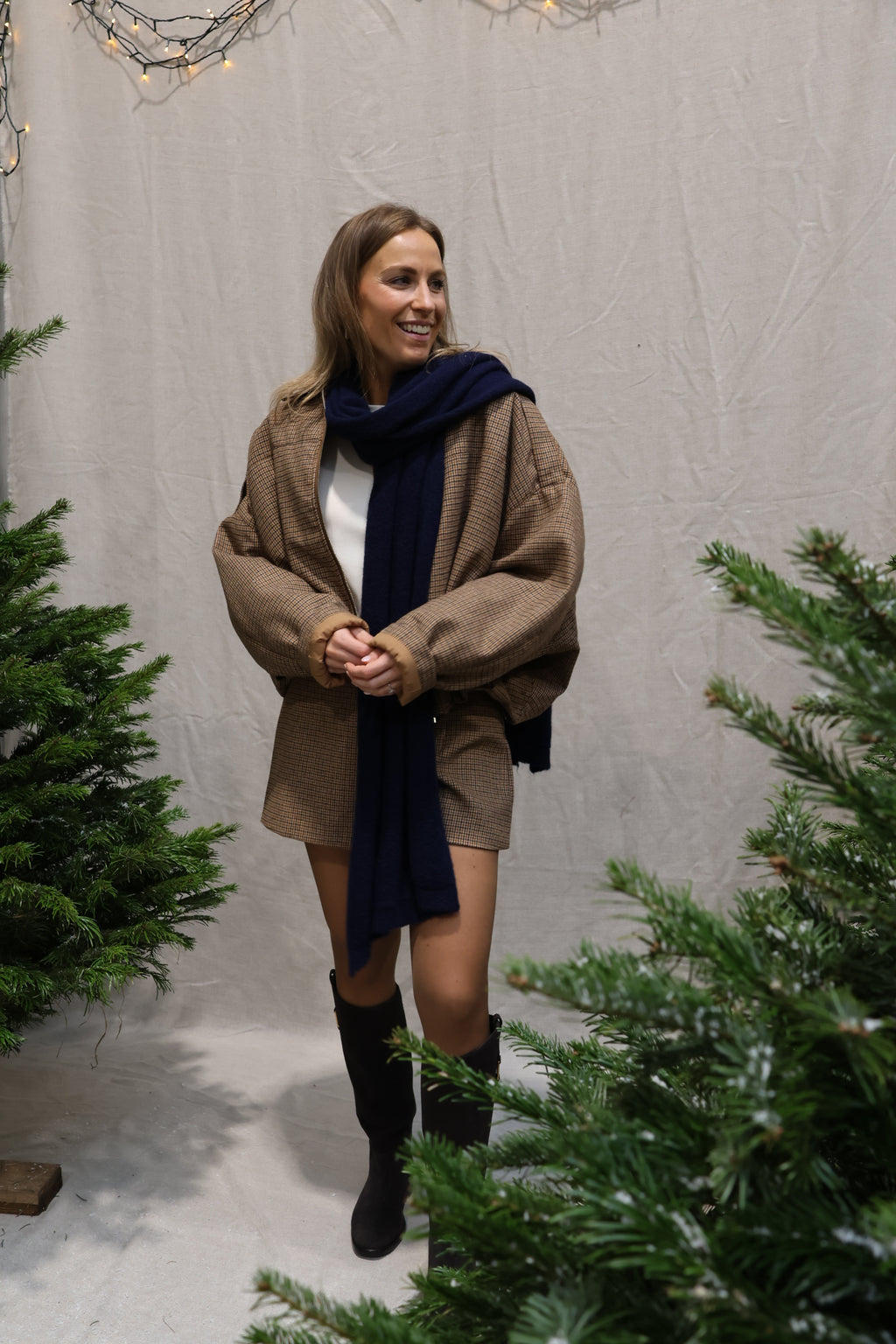 Mara checked jacket camel