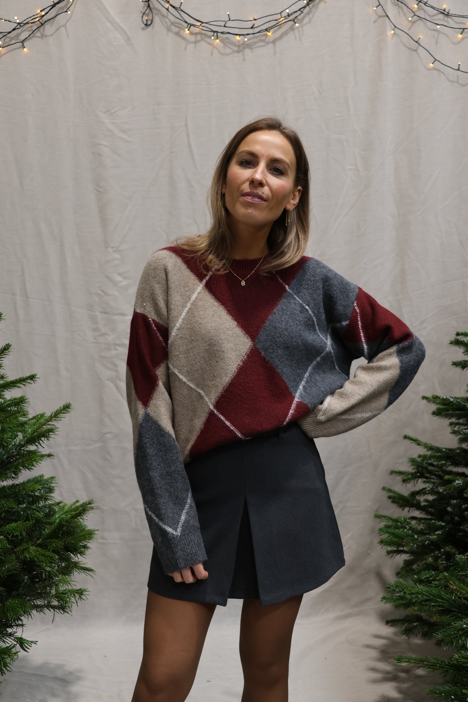 Melissa carreaux knit bordeaux