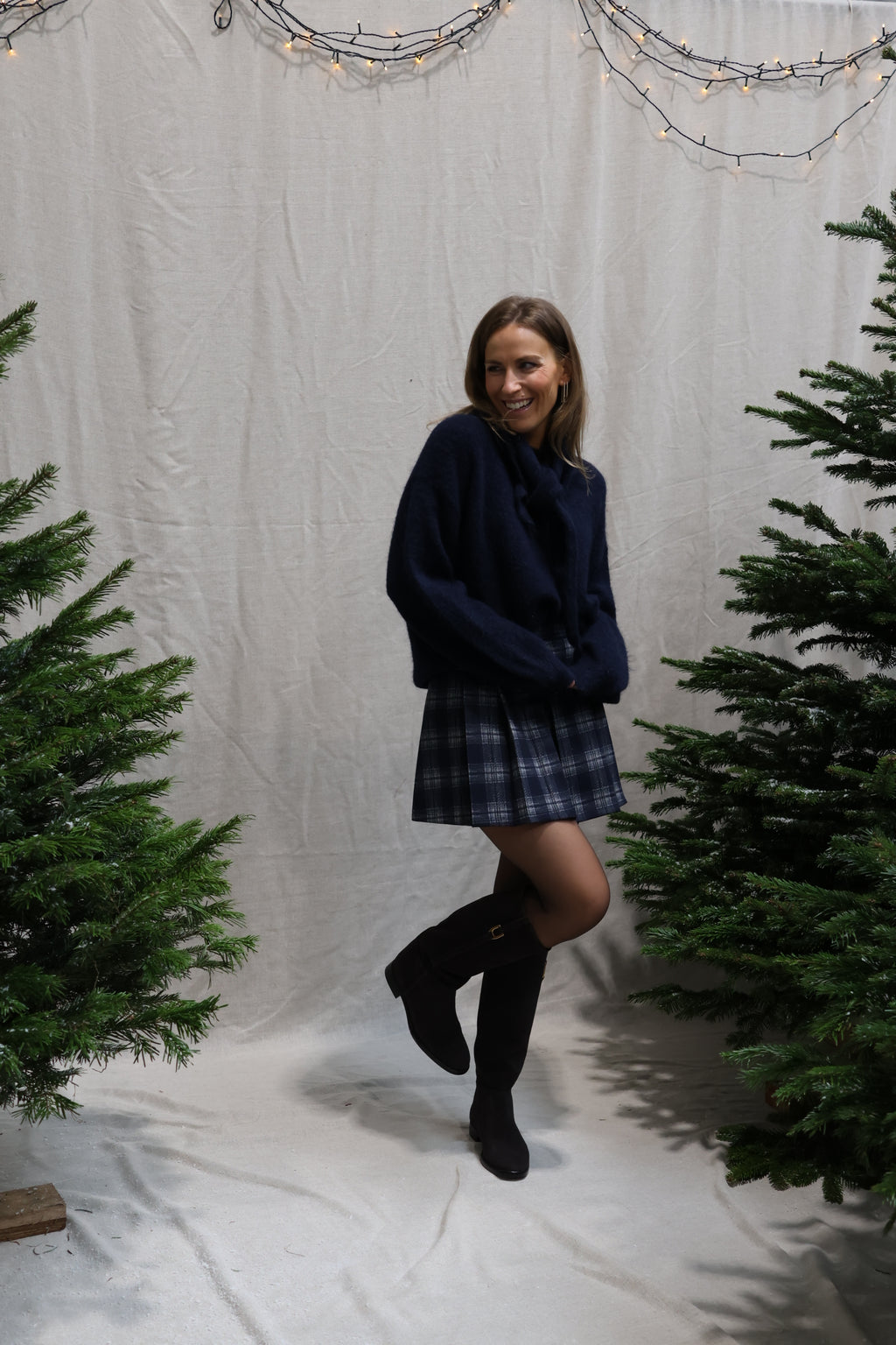 Eve knit with scarf marine