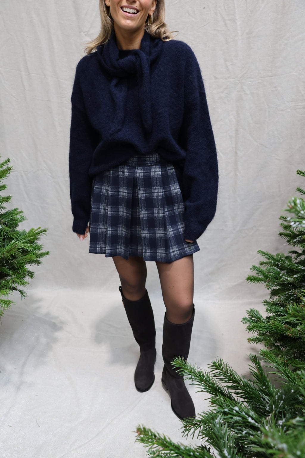 Eve knit with scarf marine