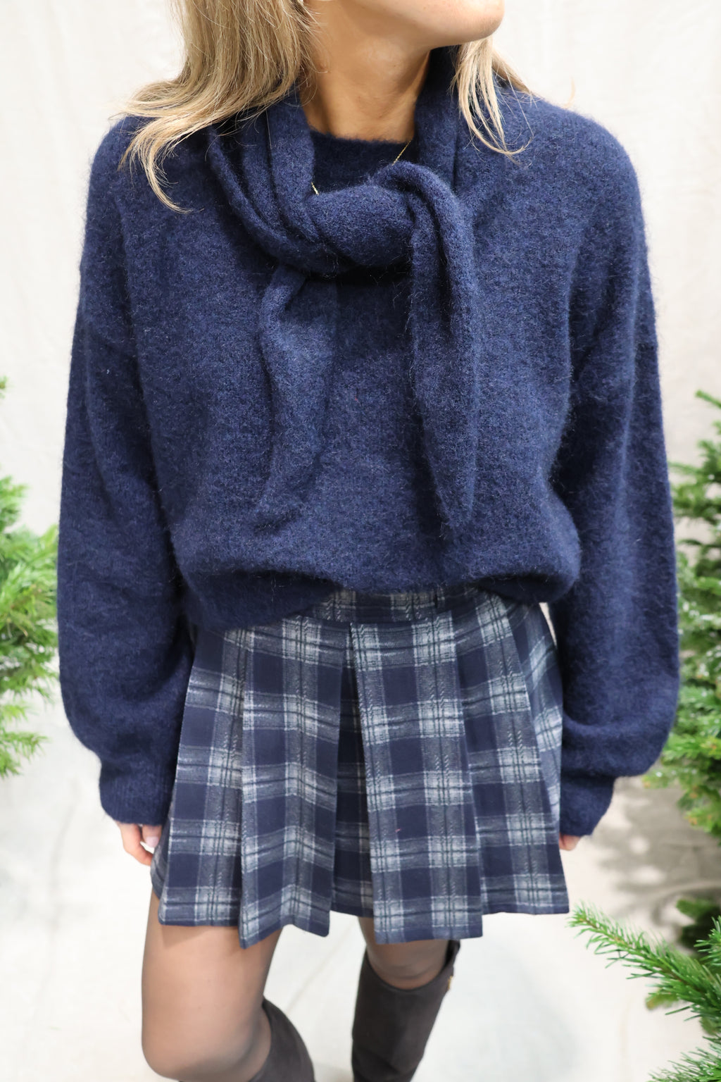 Eve knit with scarf marine