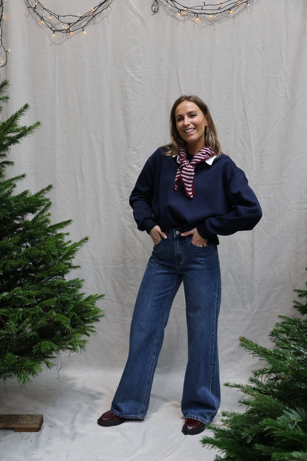 Phaebo striped scarf burgundy