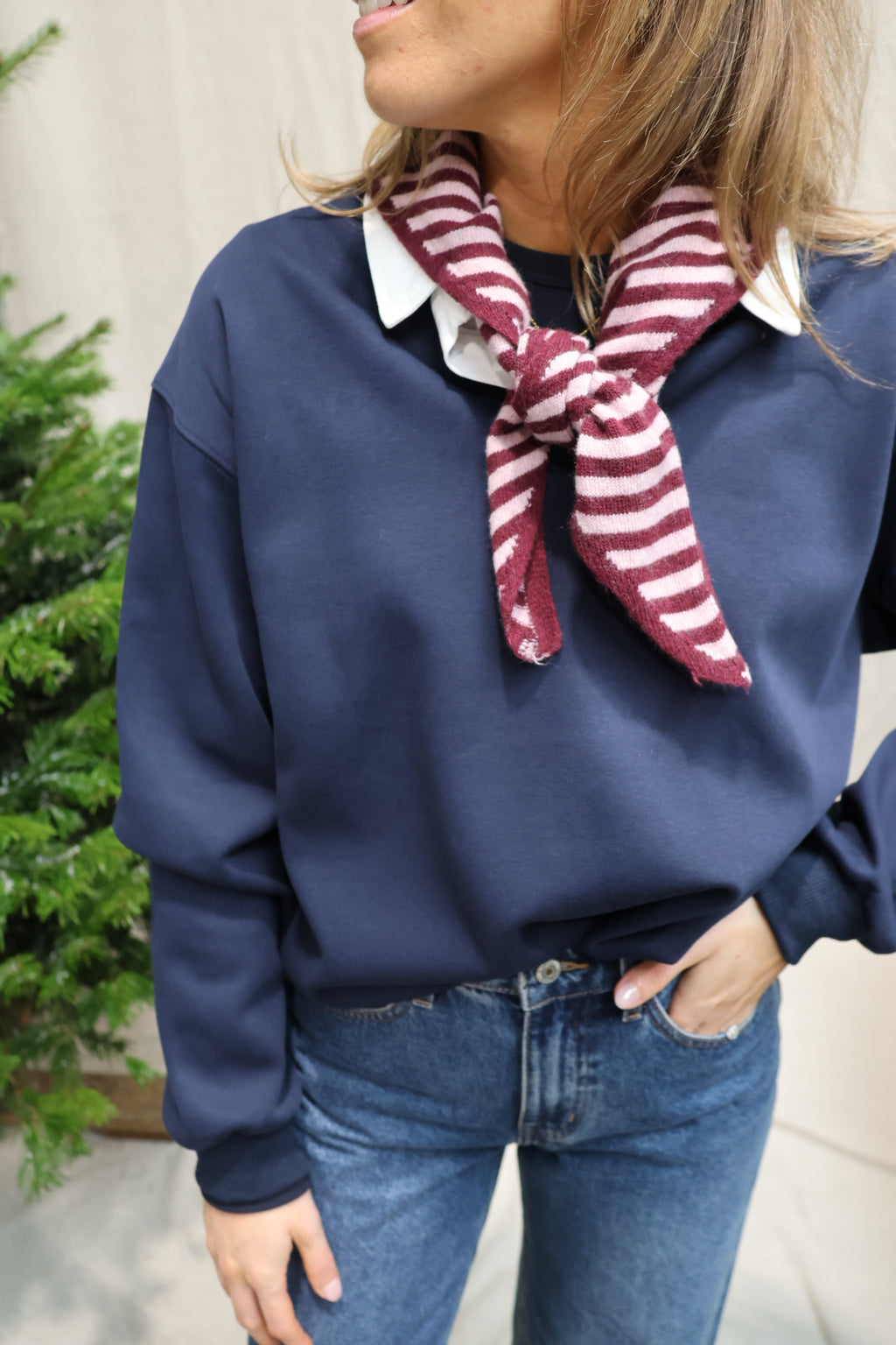 Phaebo striped scarf burgundy