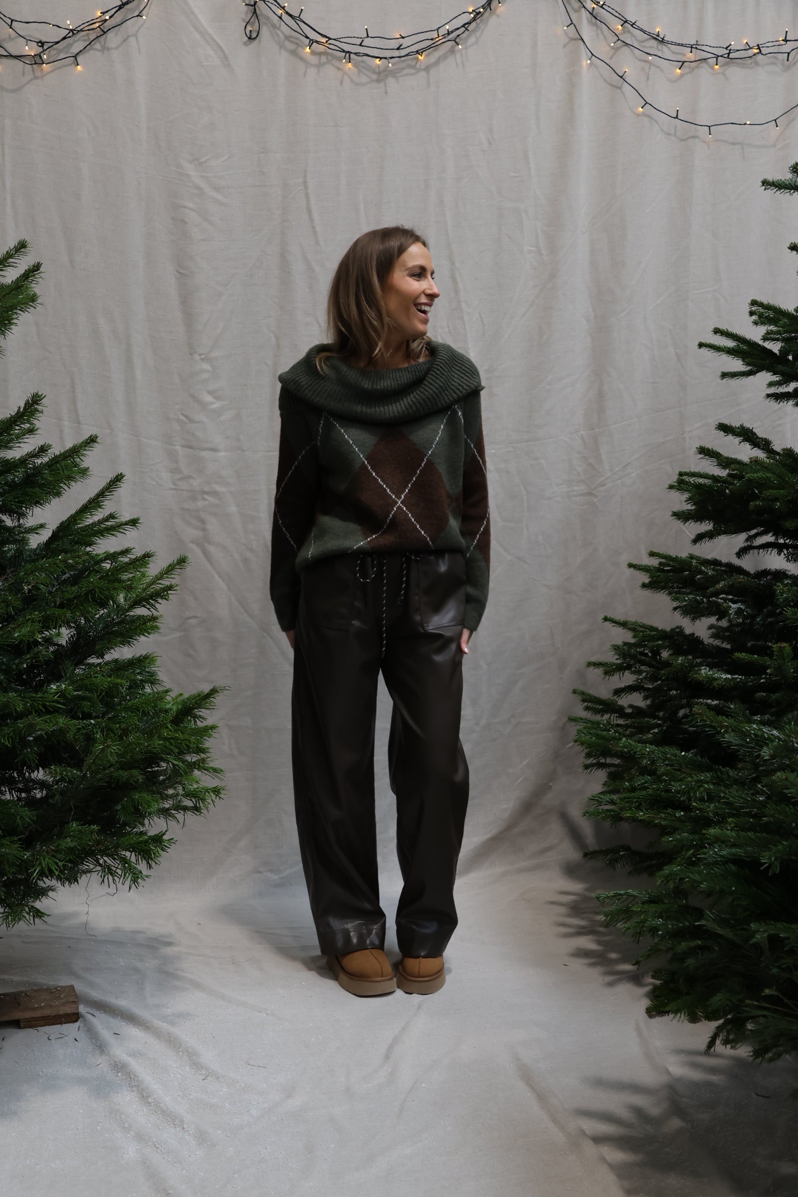 Beatrice faux leather trousers kaki/brown