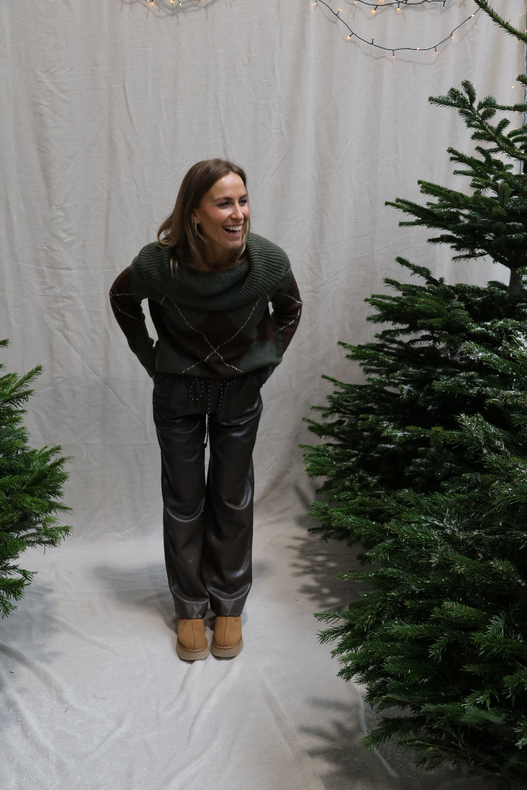 Beatrice faux leather trousers kaki/brown