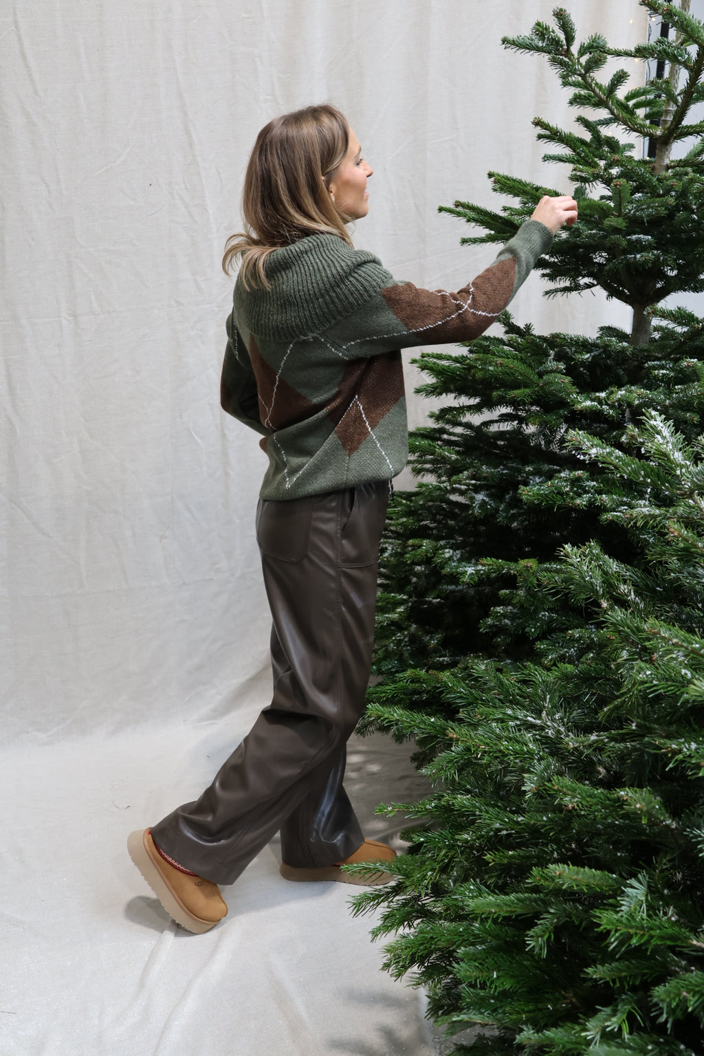 Beatrice faux leather trousers kaki/brown