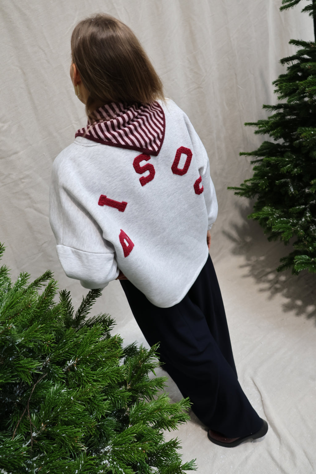 Phaebo striped scarf burgundy