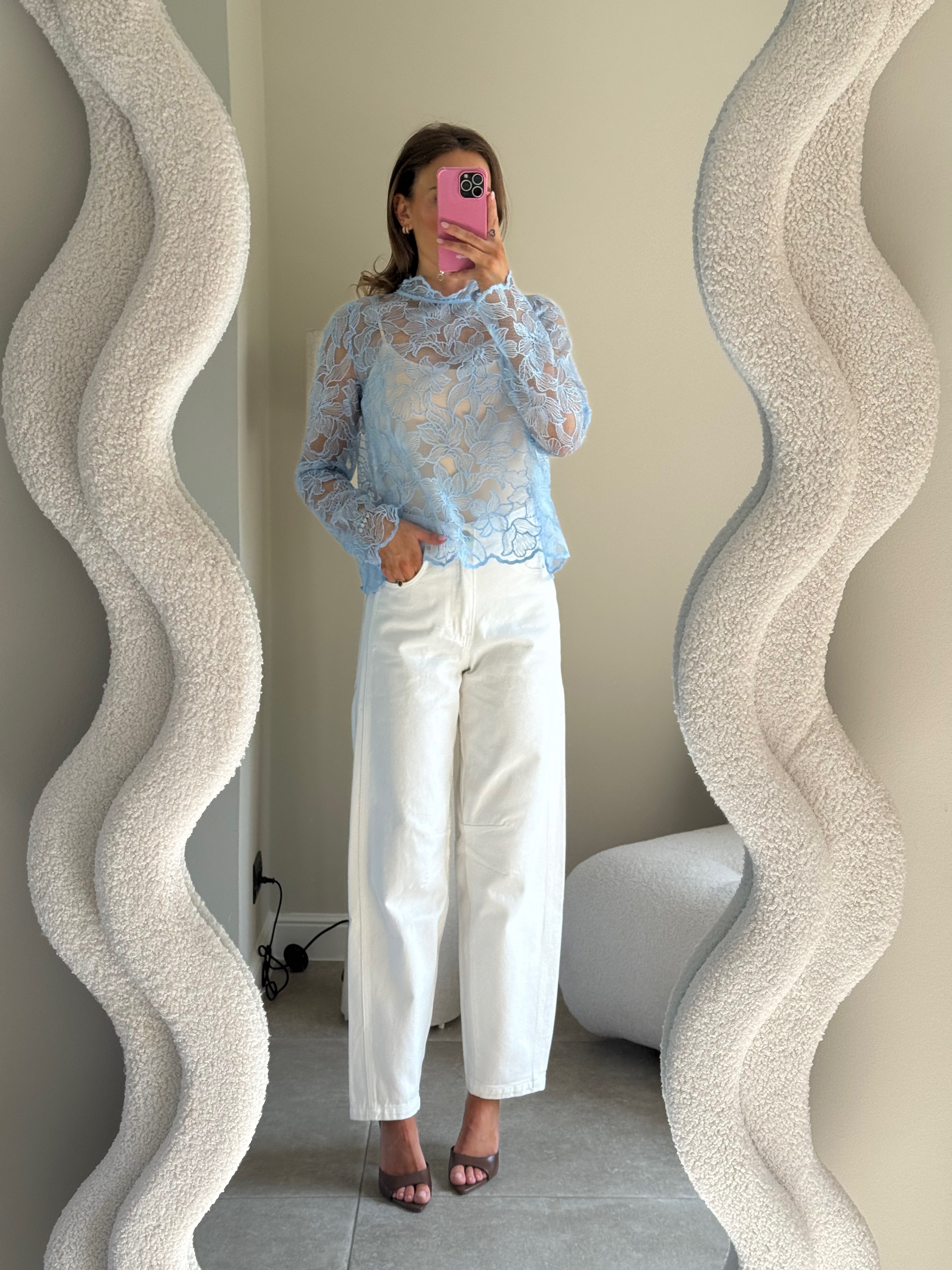Luna flower top blauw