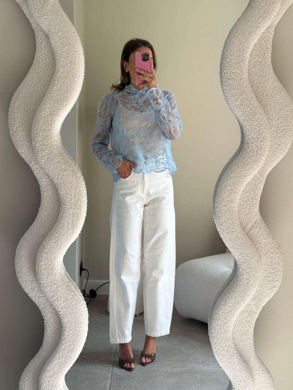 Luna flower top blauw