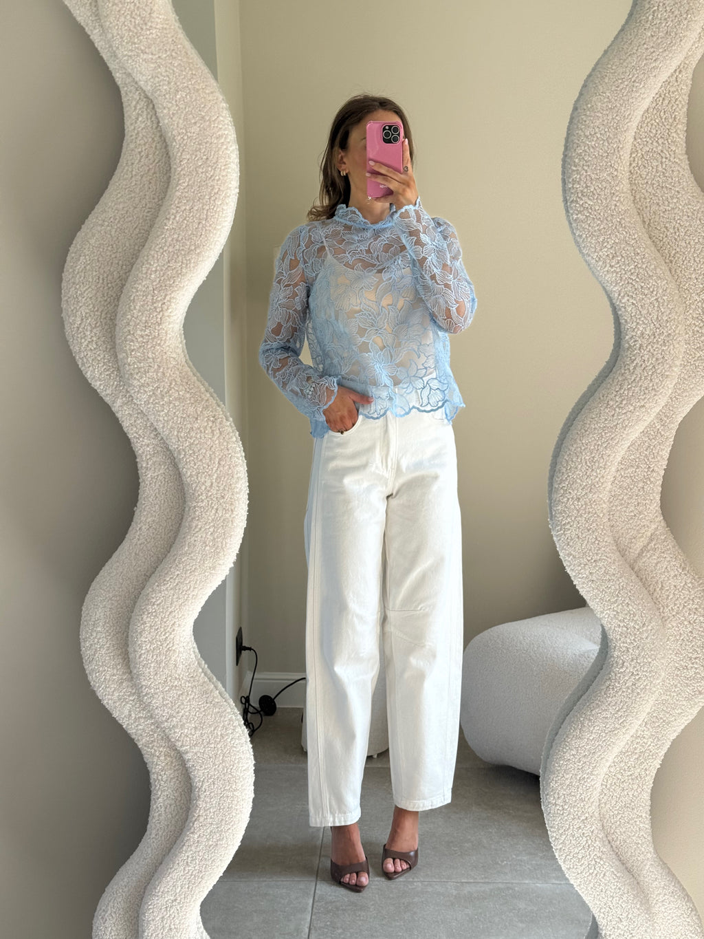 Luna flower top blauw