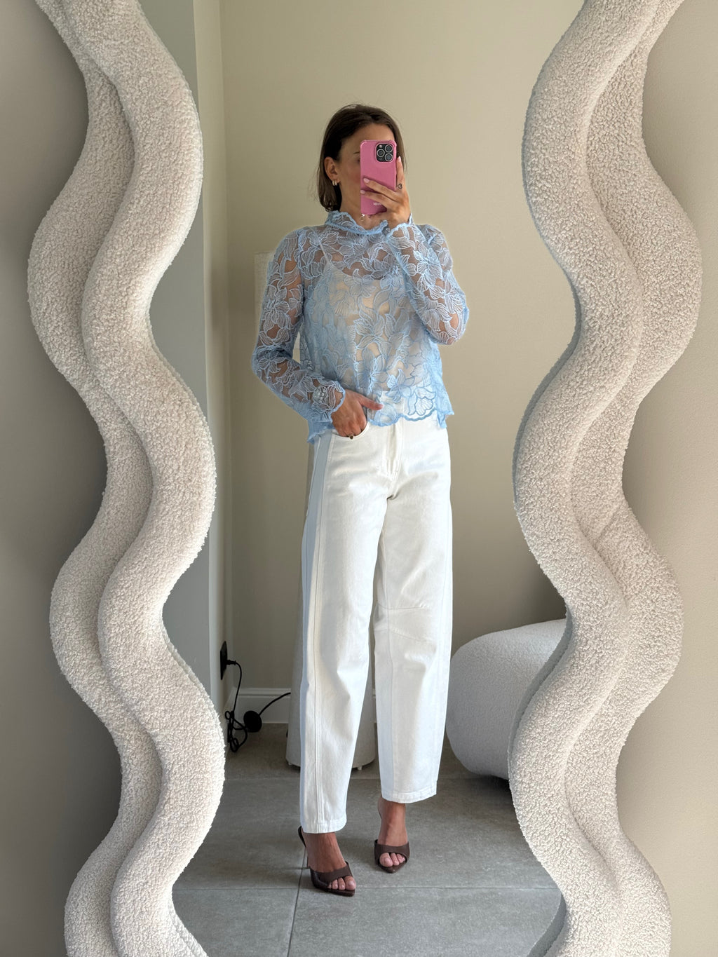 Luna flower top blauw