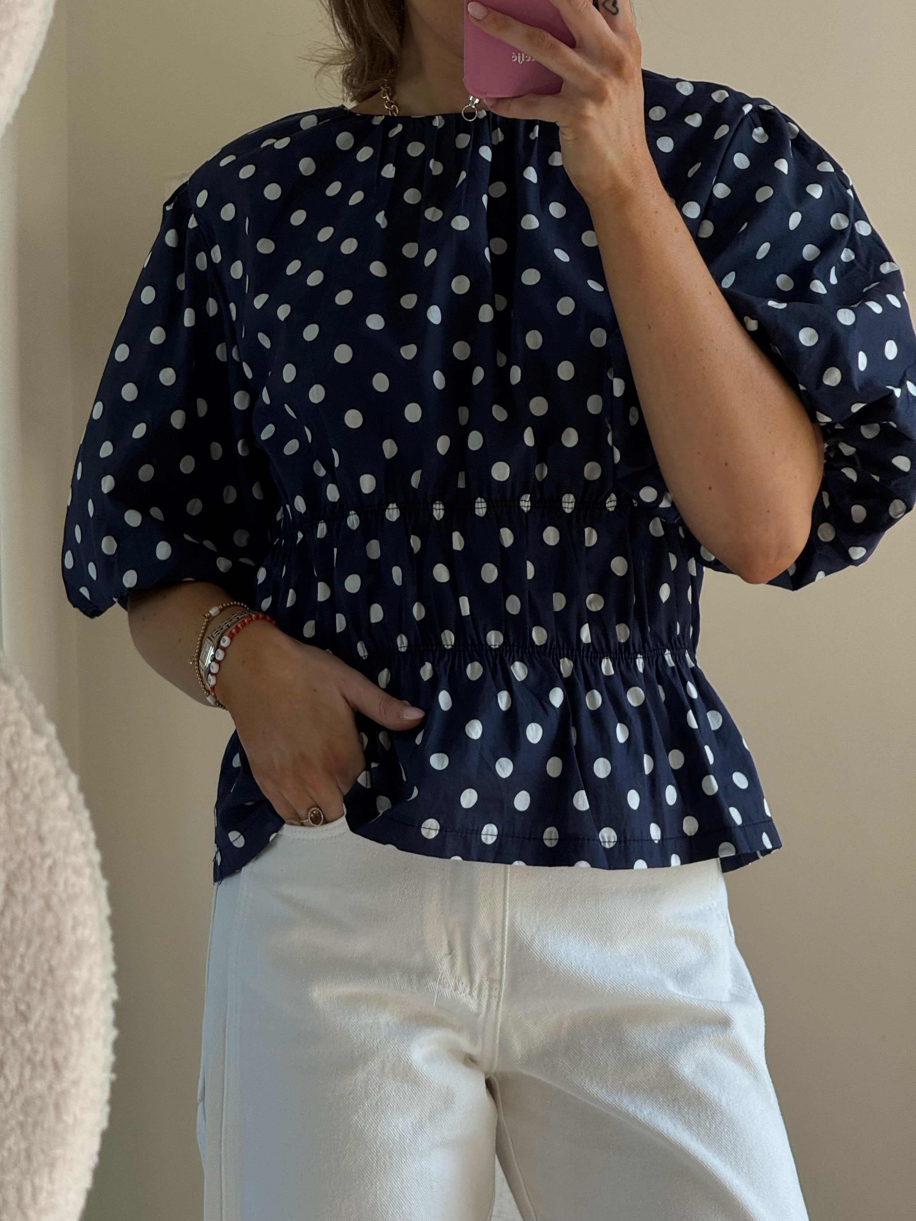 Nikita polka dot top marine