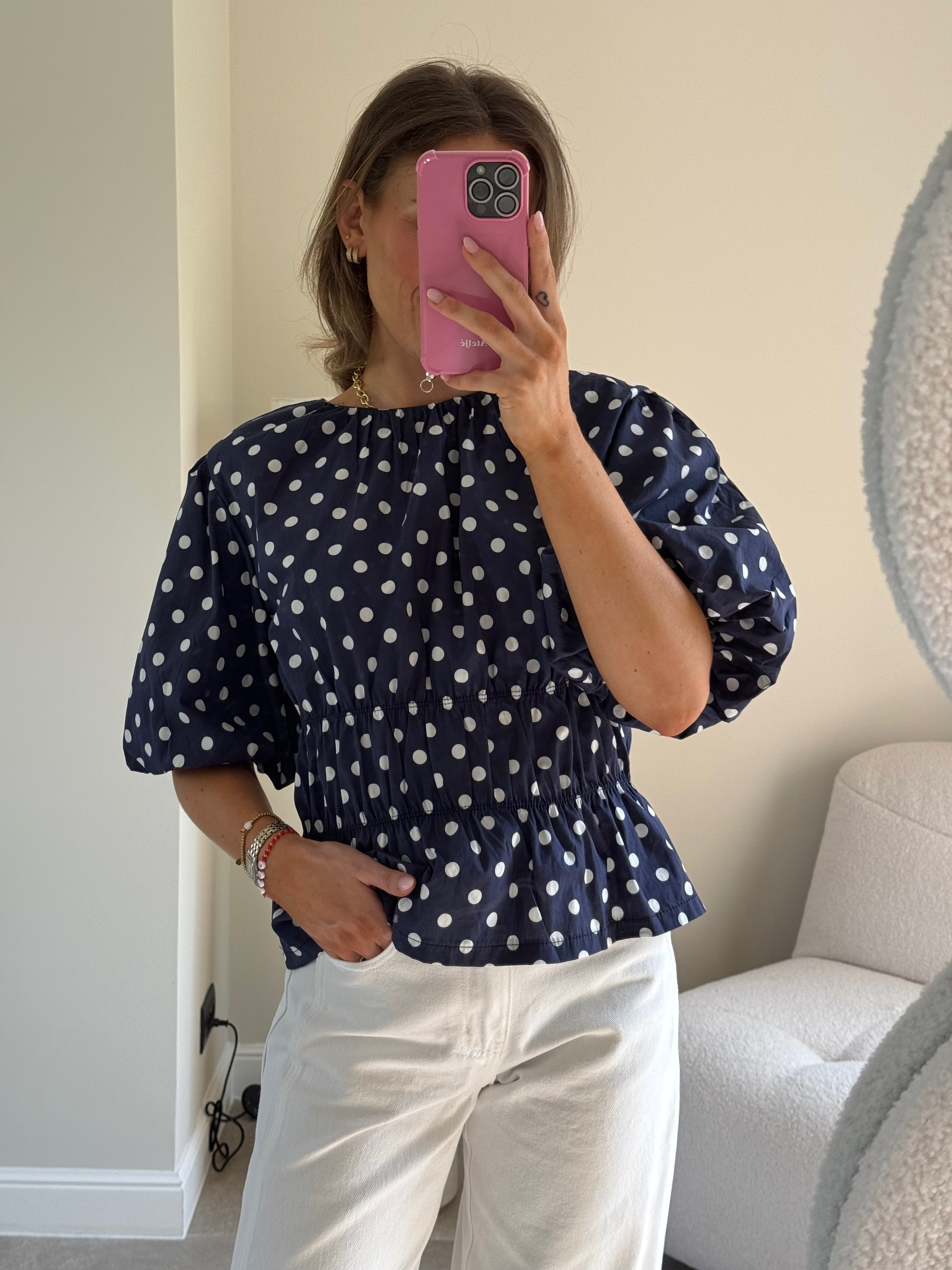Nikita polka dot top marine