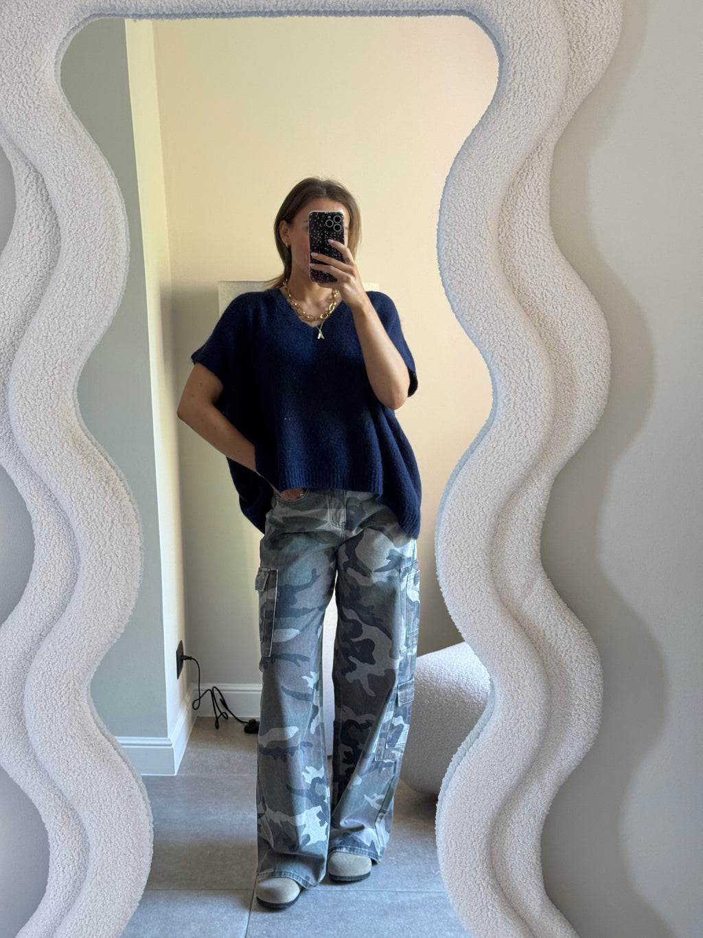 Elora mouwloze v-neck knit marine