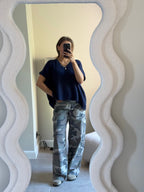Elora mouwloze v-neck knit marine