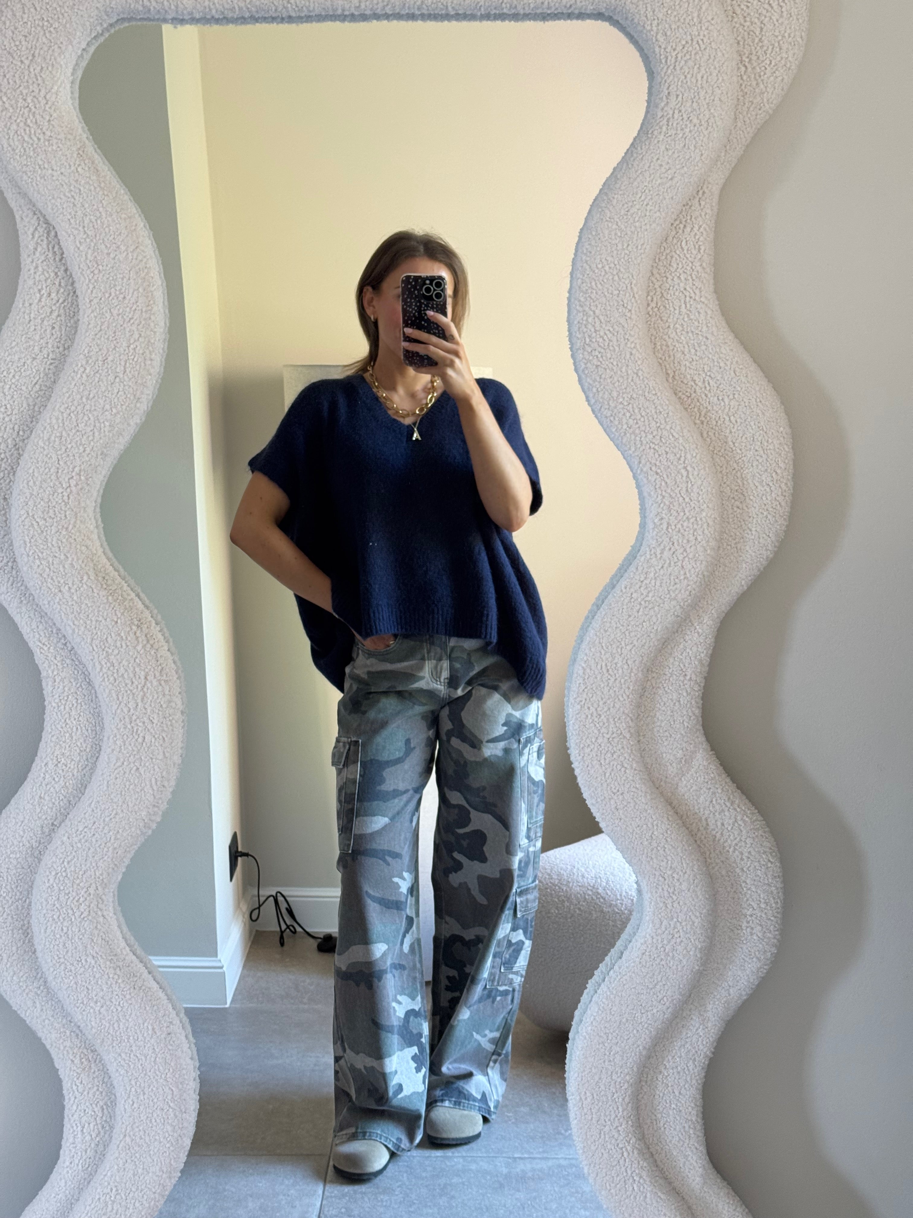 Elora mouwloze v-neck knit marine