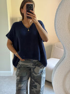Elora mouwloze v-neck knit marine