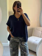 Elora mouwloze v-neck knit marine