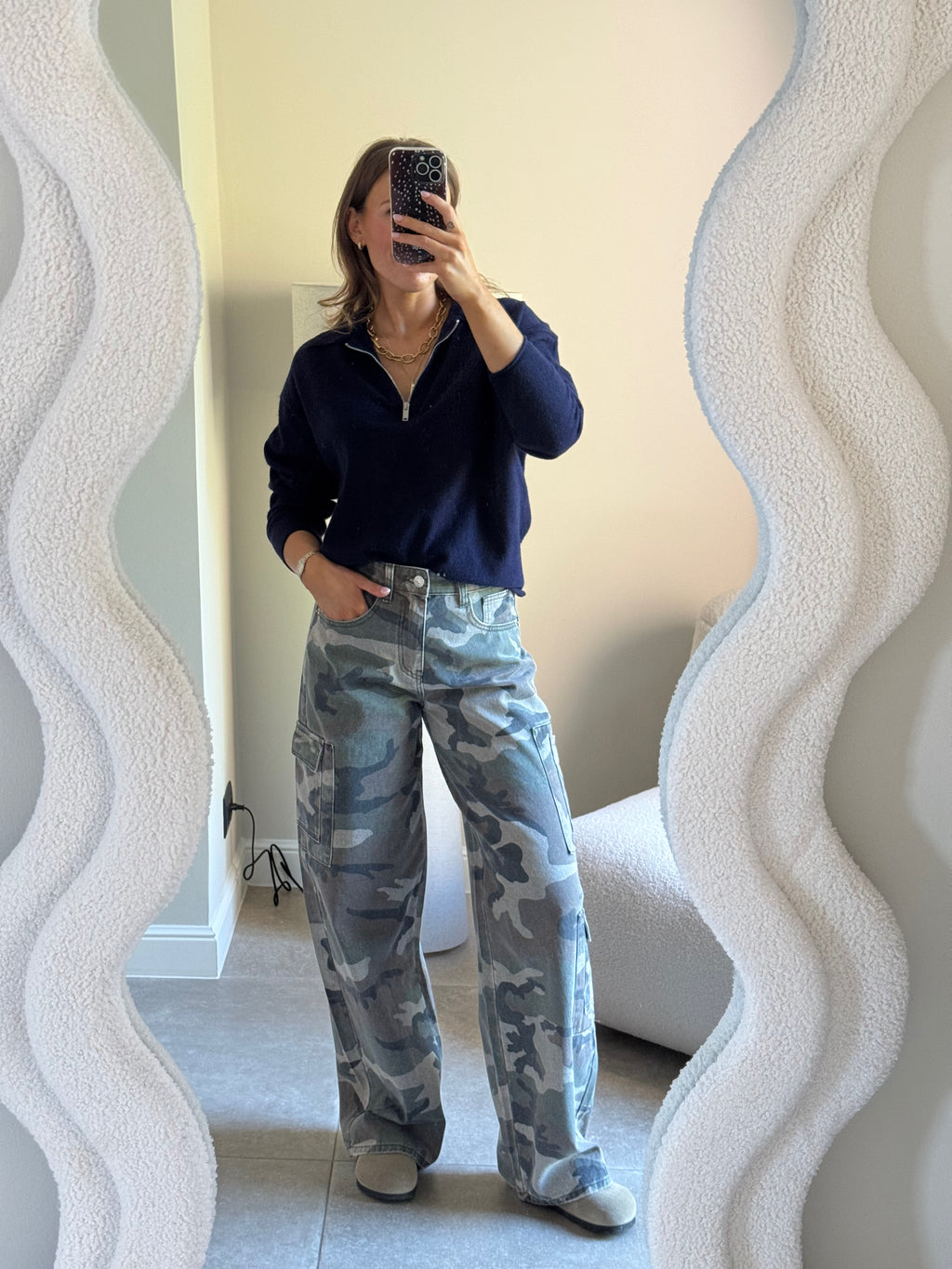 Alix trui met rits marine